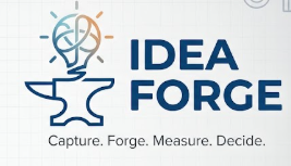 Your Idea Forge logo with the words Capture. Forge. Measure. Decide.